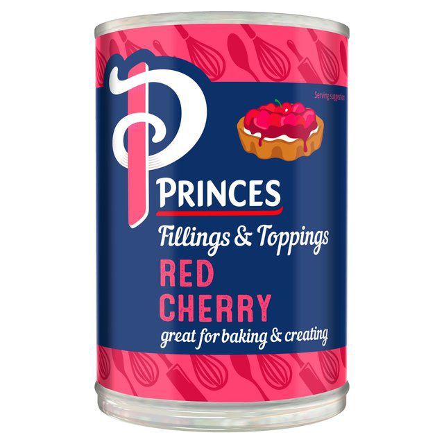 Princes Fruit Fillings and Topping Bundle- Black Cherry, Red Cherry, Summer Fruits and Apple 395g x 8 Tins