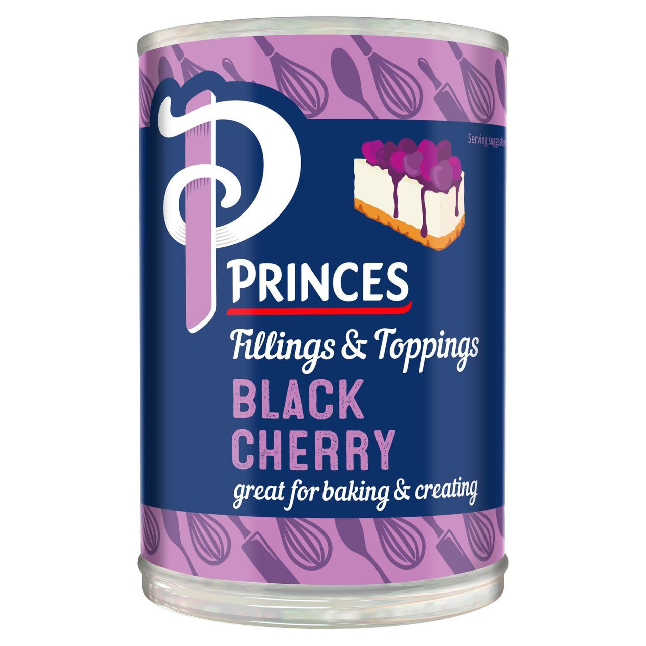 Princes Fruit Fillings and Topping Bundle- Black Cherry, Red Cherry, Summer Fruits and Apple 395g x 8 Tins