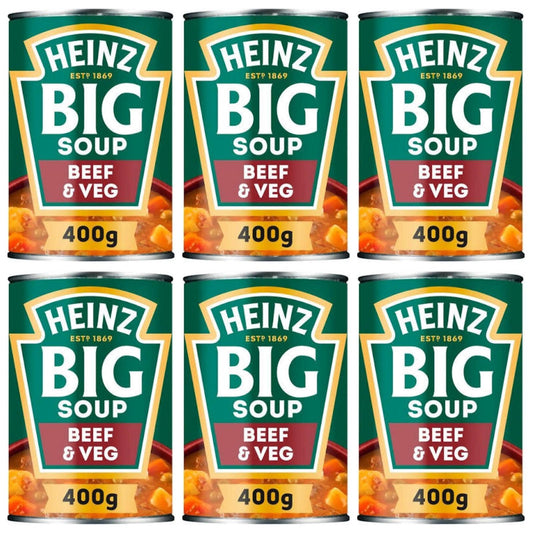 Heinz Big Soup Beef & Veg 400g x 6 Tins