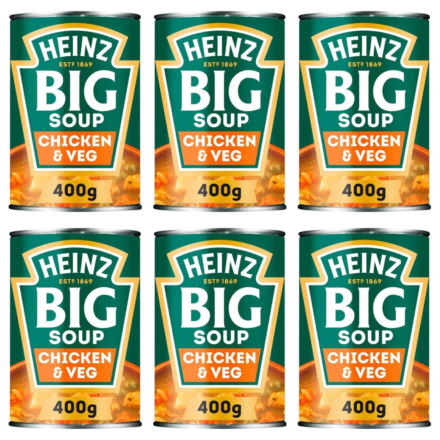 Heinz Big Soup Chicken & Veg 400g x 6 Tins