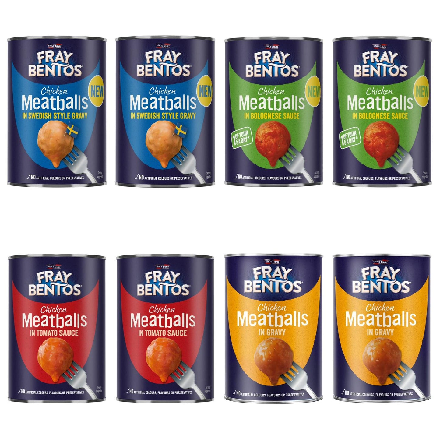 Fray Bentos Chicken Meatballs Bundle Contains 8 Tins, 2 Of Each Flavour.