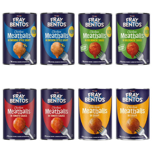 Fray Bentos Chicken Meatballs Bundle Contains 8 Tins, 2 Of Each Flavour.