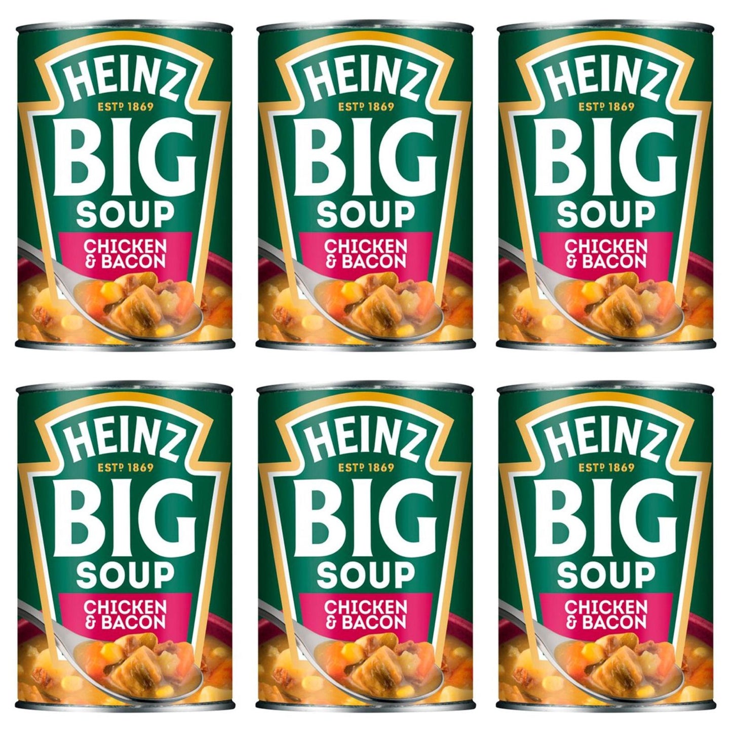 Heinz Big Soup Chicken & Bacon 400g x 6 Tins