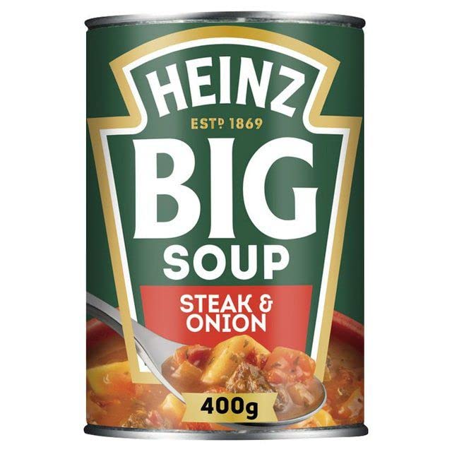 Heinz Big Soup Bundle 6 x 400g Tins, Steak & Potato, Beef & veg, Chicken & Bacon, Chicken & Veg, Steak & Onion and Lamb & Veg